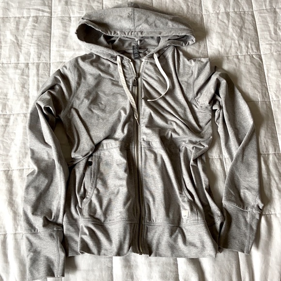 Vuori Tops - Vuori Halo Performance Zip Up Lightweight Hoodie Pale Grey Heather